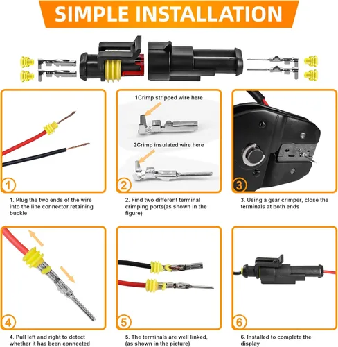 Vista 5 de ANTOM Kit de conectores automotrices de 356 piezas, 26 juegos de conectores de cable impermeables de 1/2/3/4 pines con herramienta de prensado