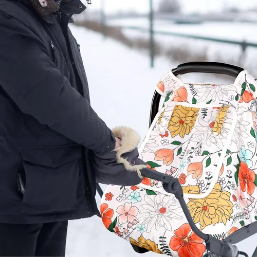 Vista 19 de Funda para asiento de auto Pea Pod para bebé, capota para asiento de auto infantil para recién nacidos con 2 capas de ventanas de tela de malla