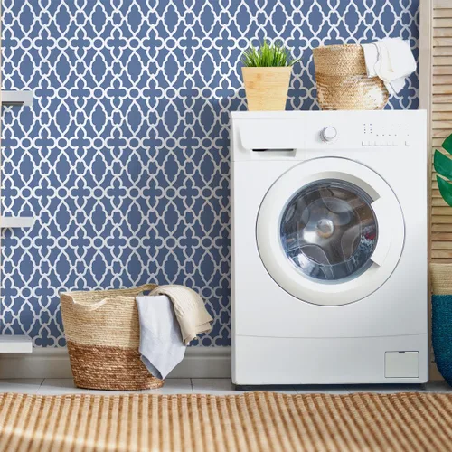 Vista 5 de Rugreat Papel tapiz geométrico azul marino para despegar y pegar, papel de contacto moderno bohemio para armarios, papel tapiz autoadhesivo