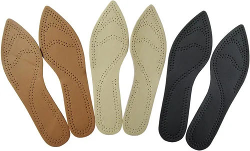 Vista 8 de Bellcon 3 pares de plantillas de cuero para mujer, tacones altos, plantillas de cuero negro, marrón y beige, plantillas de cuero para zapatos