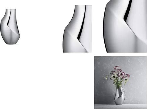 Vista 5 de Georg Jensen Florero mediano de acero inoxidable Flora