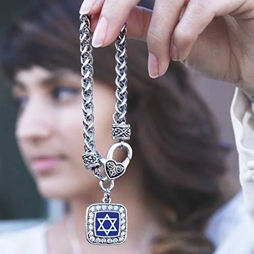 Vista 2 de Inspired Silver - Pulsera cuadrada de plata con dije de circonita cúbica, Circonita cúbica
