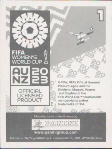 Vista 2 de Panini FIFA - Calcomanías para la Copa Mundial Femenina #1, logotipo oficial, mini pegatina de fútbol