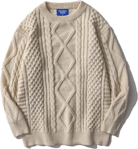 Vista 28 de Aelfric Eden Oversized Knit Sweater Solid Vintage Pullover Unisex Woven Crewneck Knitted Tops