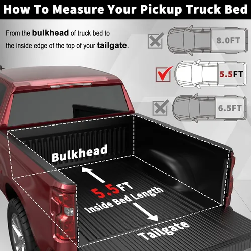 Vista 2 de Cubierta suave para caja de camioneta plegable cuádruple compatible con Ford F-150 F150 Styleside 2015-2026 4 pliegues 5.5 pies 67 pulgadas