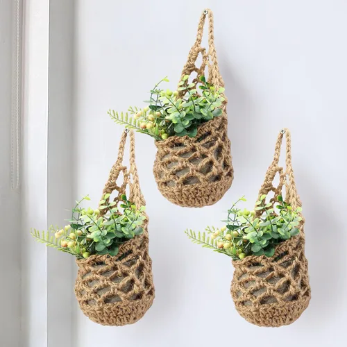 Vista 14 de Paquete de 2 Maceteros de Pared para Plantas de Interior, Colgador de Plantas de Macramé Macetero de Pared, Colgador de Plantas, Macetero Colgante