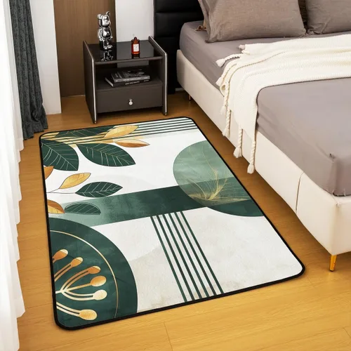 Vista 4 de Feelyou Boho Geometric Area Rug 3x5 Kids Tropical Leaves Decorative Rug for Boys Girls Teens Botanical Nature Theme Living Room Rugs Luxury Modern
