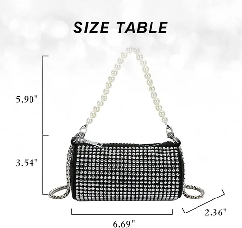 Vista 6 de JBB Rhinestone Clutch Purses For Women Glitter Purse Bling Evening Handbags Chain Strap Mini Party Bag Small