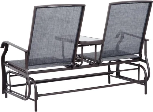 Vista 7 de Nishore Silla de doble planeador para patio de tela de malla al aire libre para 2 personas con mesa central