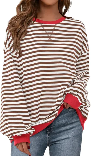 Vista 11 de BTFBM Sudadera de gran tamaño para mujer 2026 otoño Azul Beige Blanco