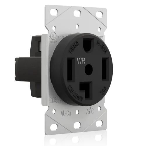 Vista 8 de ELEGRP Toma de corriente de secadora de 30 amperios 125/250 V, toma de corriente de montaje empotrado, NEMA 14-30R, receptáculo de secadora de hoja