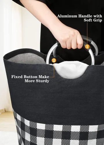 Vista 4 de BlissTotes Cesta de lavandería, cesta de ropa sucia, cestas para lavandería, cesta de lavandería para ropa con asas impermeables para almacenamiento