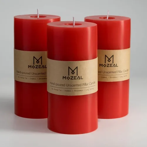 Vista 72 de MOZEAL Juego de 3 velas sin perfume vertidas a mano de 3 x 6 pulgadas, velas tipo pilar sin goteo, combustión de larga duración, aproximadamente 120