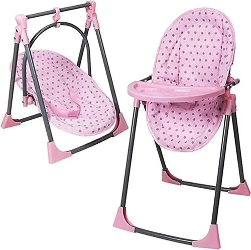 Vista 4 de Lissi Juego de silla alta convertible 6 en 1 de muñeca bebé