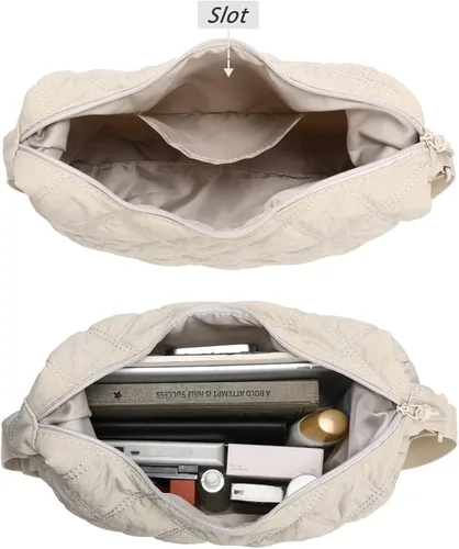 Vista 7 de YIKOEE Bolso cruzado de nailon acolchado para mujer, bolsa ligera acolchada
