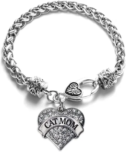 Vista 252 de Inspired Silver - Pulsera de plata con dije de corazón pavé con joyas de circonita cúbica