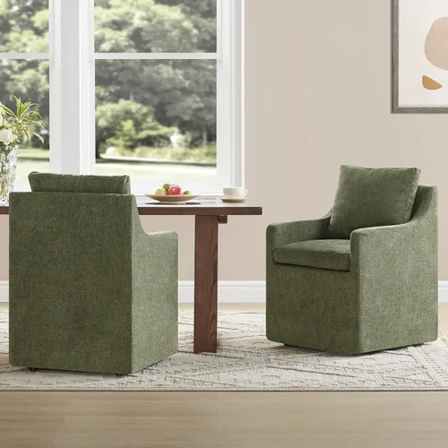 Vista 21 de KISLOT Upholstered Dining Chairs Set of 1 with Casters, Cream