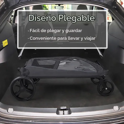 Vista 5 de Cochecito para perros grandes, cochecito extra grande para mascotas para perros medianos, carrito para perros, diseño plegable, asa ajustable