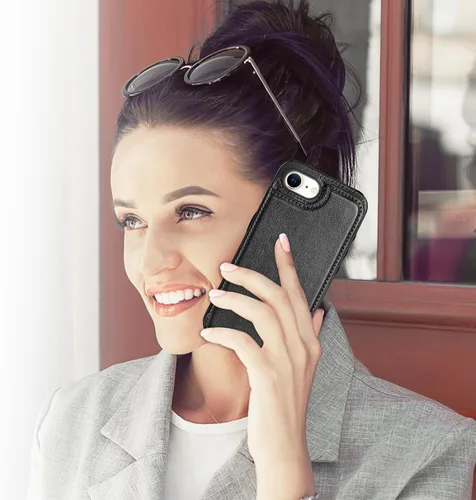 Vista 5 de Bizzib Funda tipo cartera para iPhone 17e con tarjetero, piel sintética de alta calidad, ranuras para tarjetas, protección contra caídas, a prueba