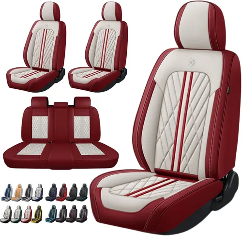 Vista 13 de Juego de fundas de asiento de automóvil de cuero nappa impermeables y transpirables de ajuste universal, cojín protector para vehículo automotriz
