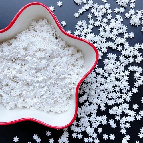 Vista 3 de EHOPE - Rodajas de arcilla de polímero blancas con forma de copo de nieve para decoración de uñas, manualidades DIY, pasteles, fundas para teléfono