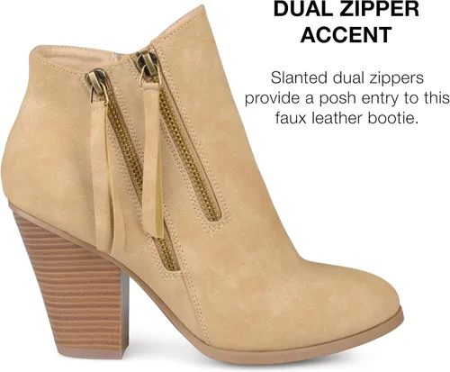 Vista 3 de Journee Collection Vally - Botines de moda para mujer, con doble borla, con cremallera, tacón grueso, punta redonda
