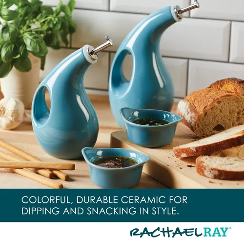 Vista 3 de Rachael Ray Serveware Ceramics AOVE y Ramekin - Juego de 4 piezas, color azul agave