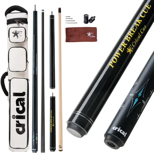 Vista 10 de CRICAL Pool Cue Set, 58" Pro Taper Carbon Fiber Playing Stick with 12.5mm Tip, 3/8×8 Joint, 54.3" Maple Jump Break Stick with 13.5mm Bakelite Tip