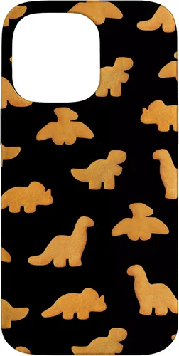 Vista 21 de iPhone 16 Dinos - Patrón de pepitas de pollo Divertida funda negra de dinosaurio realista