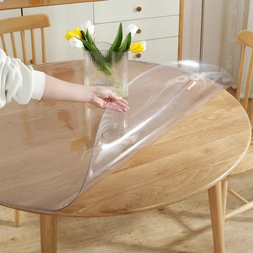Vista 11 de LovePads - Protector de mesa redondo transparente, 1,5 mm de grosor, 76 cm de plástico, mantel de vinilo impermeable redondo, almohadilla protectora