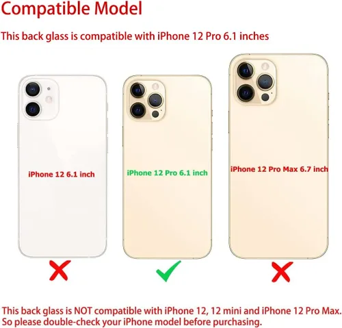Vista 2 de Reemplazo de cristal trasero OEM para iPhone 12 Pro 6.1 pulgadas con kit de herramientas de reparación (dorado)