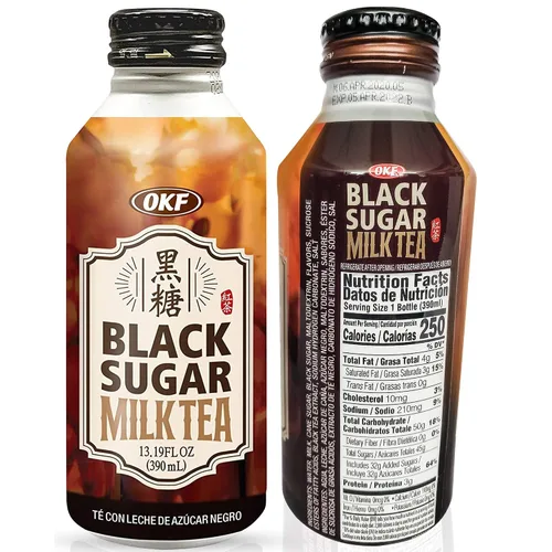 Vista 2 de OKF Té con leche de azúcar negro, Boba' s Perfect Partner. 13.19 onzas líquidas (té negro, paquete de 6)