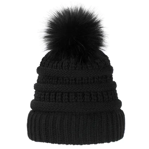 Vista 5 de AynnQueen - Gorro de invierno con extensiones de cabello desmontables para mujer.