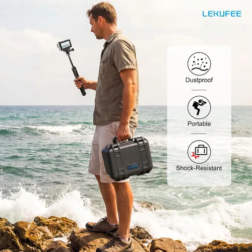 Vista 8 de Lekufee Funda rígida impermeable para DJI Osmo Action 6, Osmo Action 5 Pro/4/3, combo de aventura, combo estándar y más accesorios (solo funda)