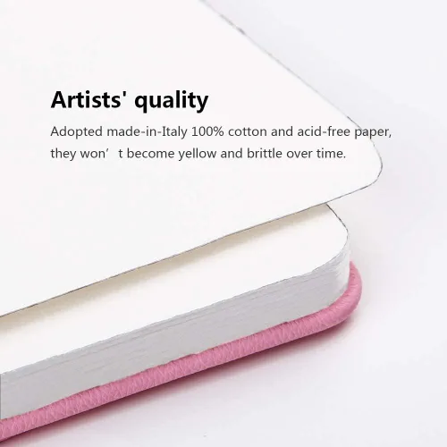 Vista 5 de Paul Rubens Bloque de papel para acuarela, cubierta de cuero premium de calidad artística, papel prensado en caliente para acuarelas y medios Bloque