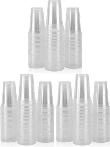 Vista 8 de Vasos de plástico, paquete de 100 vasos de plástico transparente de 12 onzas desechables de 12 onzas para el hogar, oficina, al aire libre, picnic