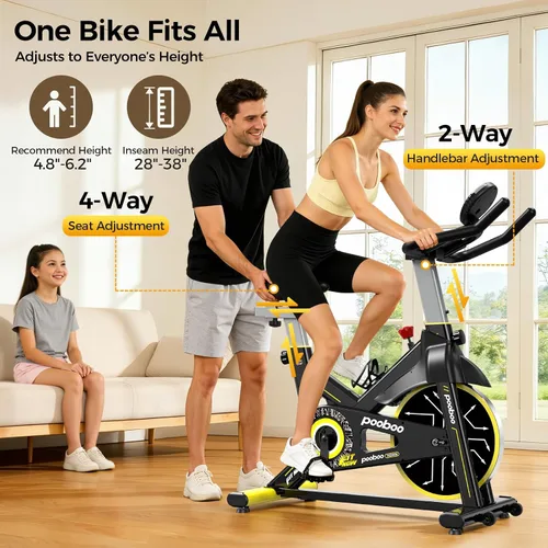 Vista 5 de Stationary Exercise Bike for home, Magnetic Resistance, Silence & Smart App Negro Amarillo Actualizado