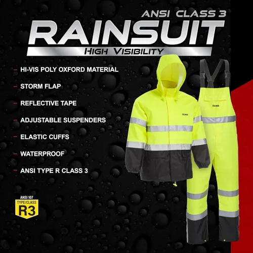 Vista 8 de Boss Chaqueta y babero unisex de alta visibilidad ANSI Clase III, resistente al agua