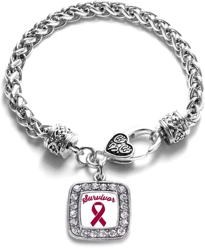 Vista 129 de Pulsera de dijes cuadrados de plata con joyería de circonita cúbica