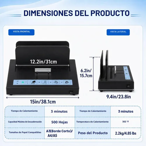 Vista 2 de Capacidad termal de la máquina obligatoria de 500 hojas, material de Negro