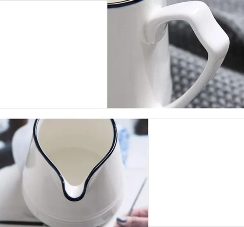 Vista 4 de FUYU Juego de crema de cerámica blanca y azúcar para servir café