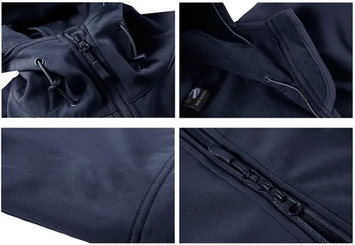 Vista 5 de Chamarra de forro polar con capucha para hombre, para exteriores, escalar, contra viento, táctica y suave de CRYSULLY