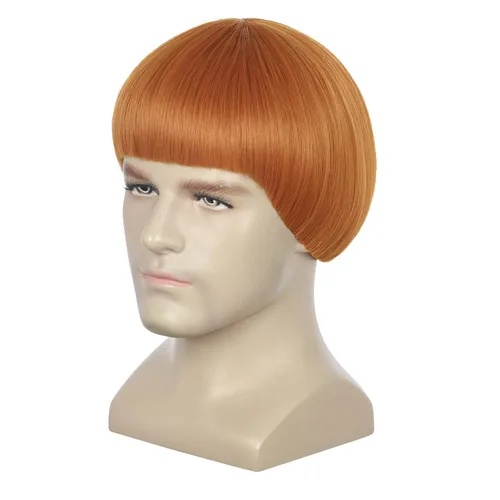 Vista 3 de yuehong Peluca corta de jengibre con corte de tazón de jengibre para hombre Corte de jengibre