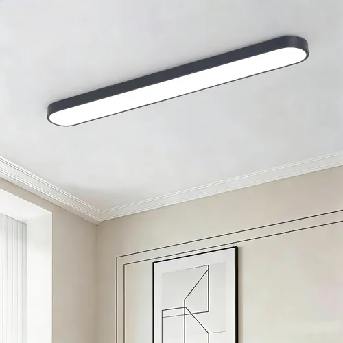 Vista 18 de Lámpara de techo lineal de 23.6 pulgadas, LED moderna de 40 W, lámpara de techo simple negra, iluminación de techo de perfil bajo para dormitorio