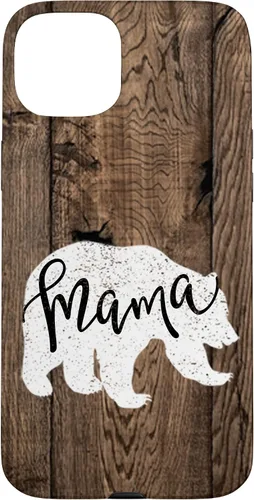 Vista 9 de Woodgrain Rustic Farmhouse Shiplap Brown Wooden Mama Bear Case for iPhone 17