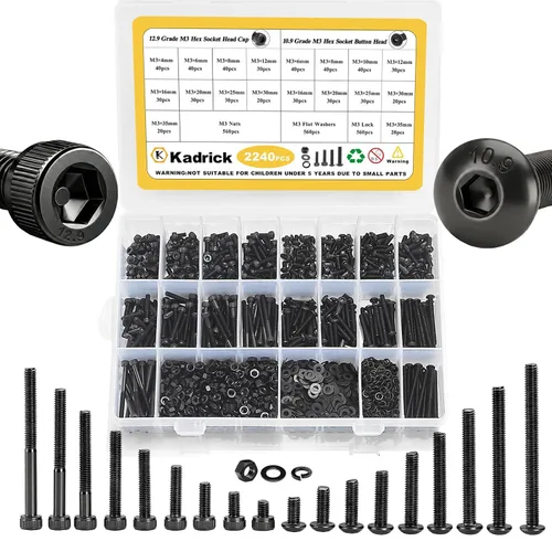 Vista 21 de Kadrick 1230 piezas de tornillos de acero inoxidable 304, surtido métrico M2 M3 M4 M5, kit de pernos de cabeza hexagonal de botón de 4mm-20mm