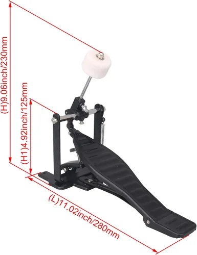 Vista 4 de Yibuy - Juego de pedal de tambor de aluminio negro con kit de reparación de batidor de tambor