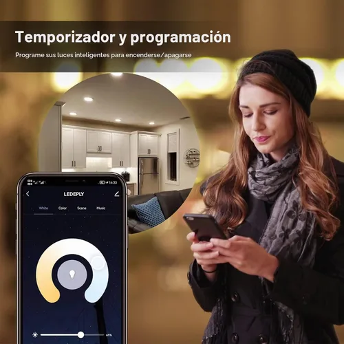 Vista 4 de Bombilla inteligente GU10 compatible con Alexa, Google Home, SmartThings, bombillas LED WiFi de 5 W, cambio de color, no requiere concentrador