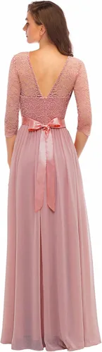 Vista 4 de BeryLove Vestido de graduación para mujer elegante de manga larga formal vintage cóctel fiesta maxi vestido