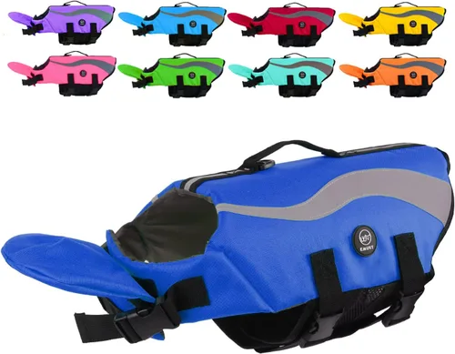 Vista 15 de EMUST Chalecos salvavidas ajustables para perros pequeños con flotabilidad mejorada, chaleco de natación pequeño con asa de rescate duradera